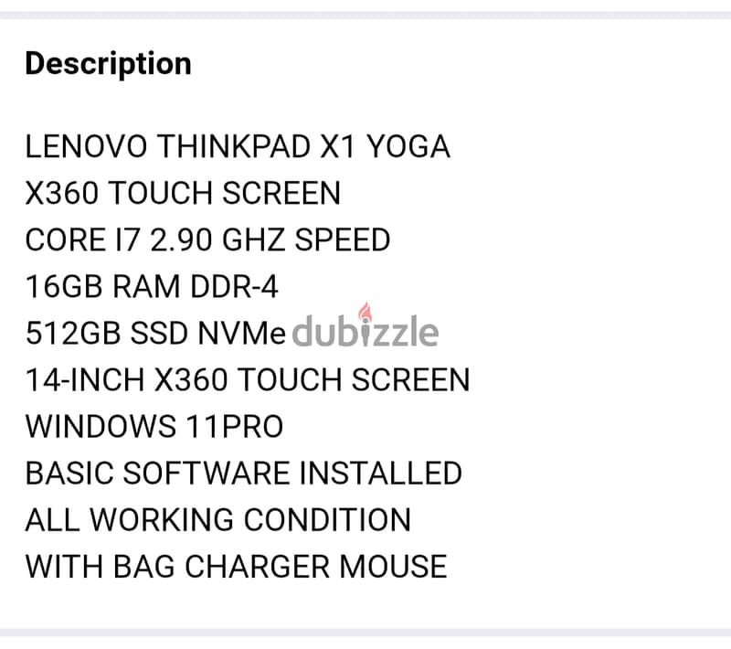 X360 TOUCH SCREEN  CORE i7 16GB RAM 512GB SSD 14 INCH SCREEN X1 YOGA 6