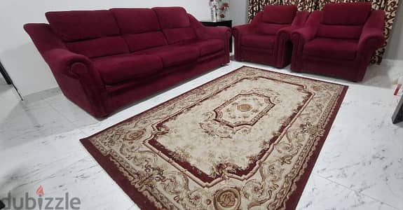 single sofa + single sofa + 3 seater sofa + carpet