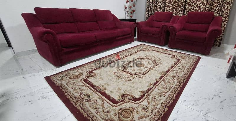 single sofa + single sofa + 3 seater sofa + carpet 4