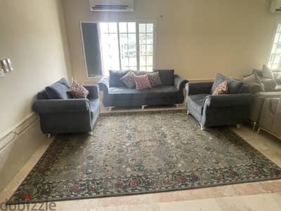 Sofa5 person with carpet.      And consul with mirror