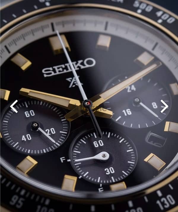 Seiko Prospex Speedtimer Panda Gold and Steel Solar Chronograph 0