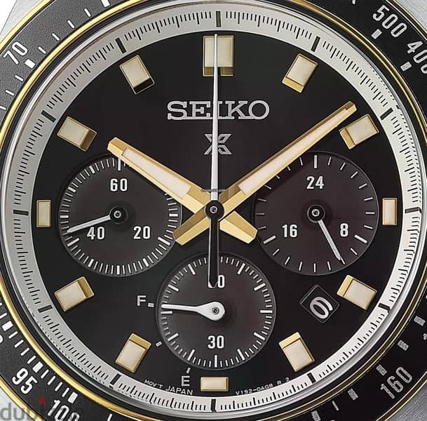 Seiko Prospex Speedtimer Panda Gold and Steel Solar Chronograph 2