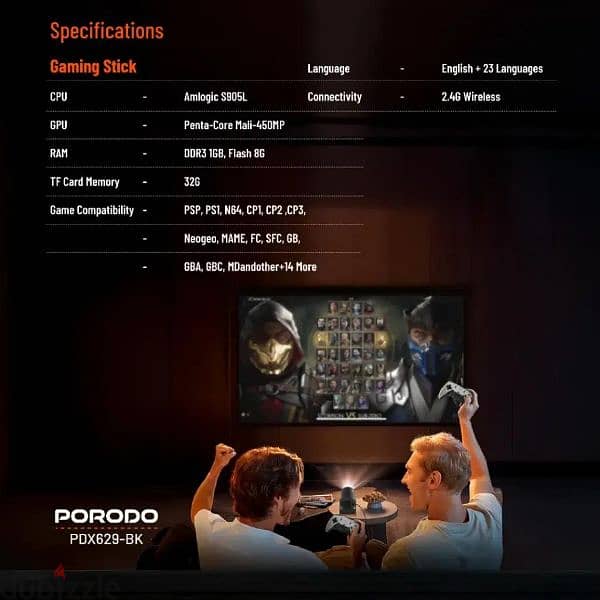 Porodo Gaming Projector with Controllers - Black 3