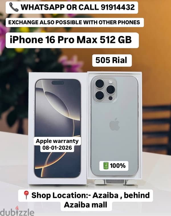 iPhone 16 Pro Max 256GB - Apple warranty till 04-01-2025-100%BH 0