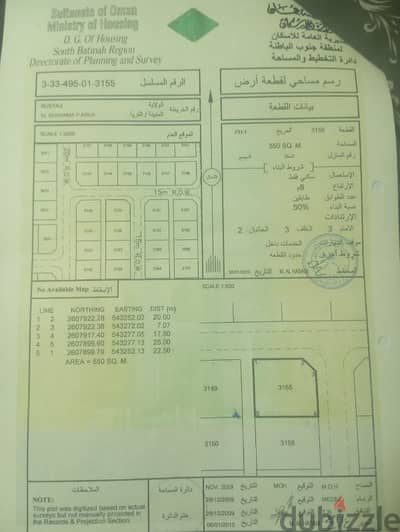 للبيع ارض سكنيه الرستاق مخطط الشهامه