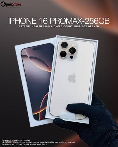 Iphone 16 promax 256Gb zero Cycle count Like new Just box Open