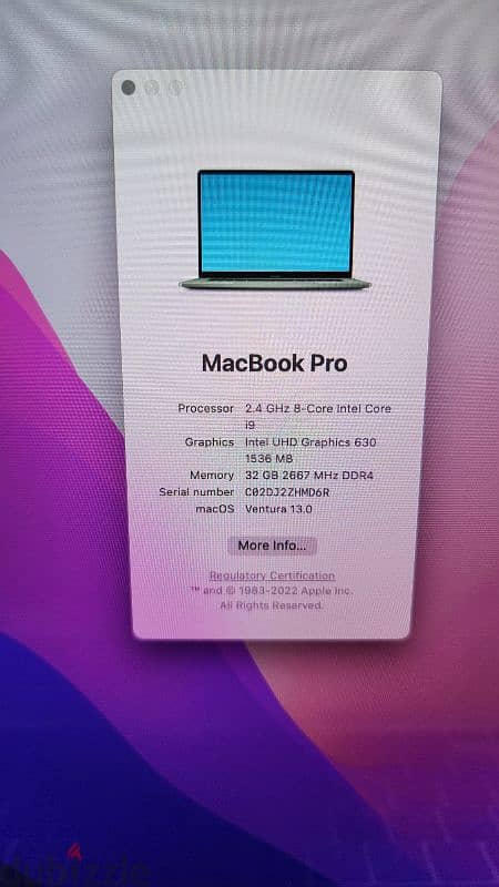 MacBook Pro A2141 i9 32gb 16inches 4gb graphics 1