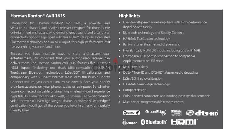 Harman Kardon AVR 161s 5.1 Chanel networking with Bluetooth connection 1