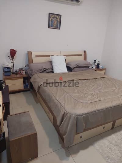 king Bed  + Two Side Tables + Dressing Table (Home Center)