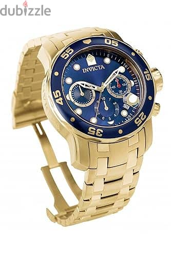 INVICTA MEN's 0073 PRO DIVER COLLECTION CHRONOGRAPH 18K GOLD PLATED 8