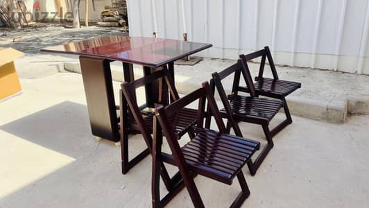 Solid Wood Foldable Dining Table and Chair Set