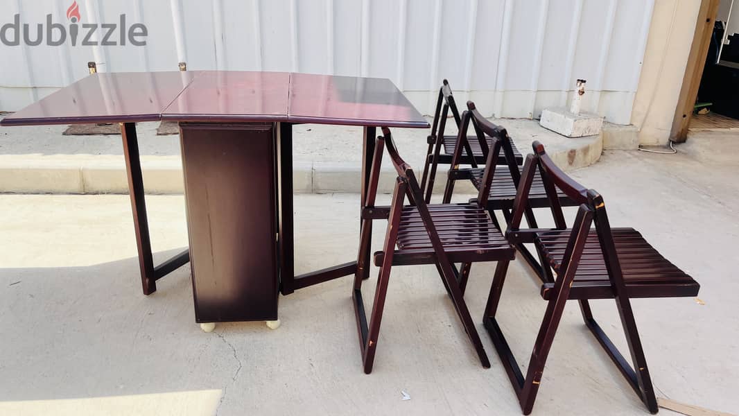 Solid Wood Foldable Dining Table and Chair Set 2