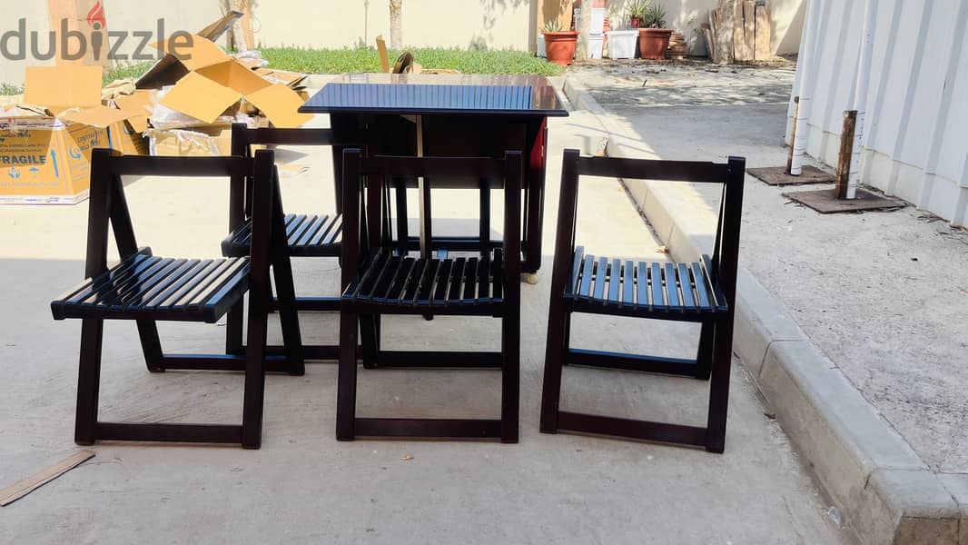 Solid Wood Foldable Dining Table and Chair Set 6