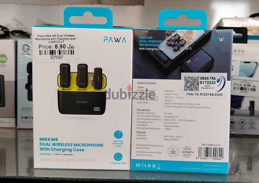 Pawa Mike M5 Dual Wireless Microphone with Charging case LDMCCCL7 1