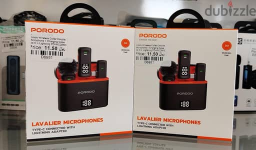 Porodo Wireless Collar Double Microphone + Charging Case Type C + Ligh