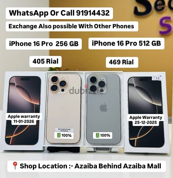 iPhone 16 Pro 256GB-512GB , with apple warranty ,100%BH 0