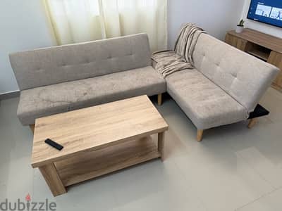 sofa, coffee table, tv table