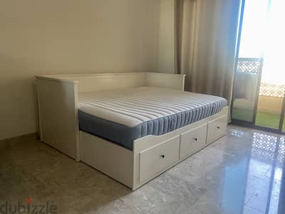 Day-bed frame with 3 drawers, white, 80x200 cm