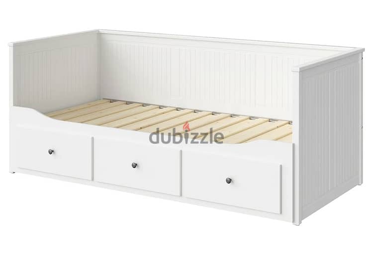 Day-bed frame with 3 drawers, white, 80x200 cm 2