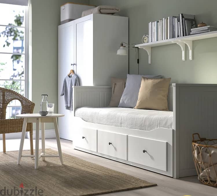 Day-bed frame with 3 drawers, white, 80x200 cm 3