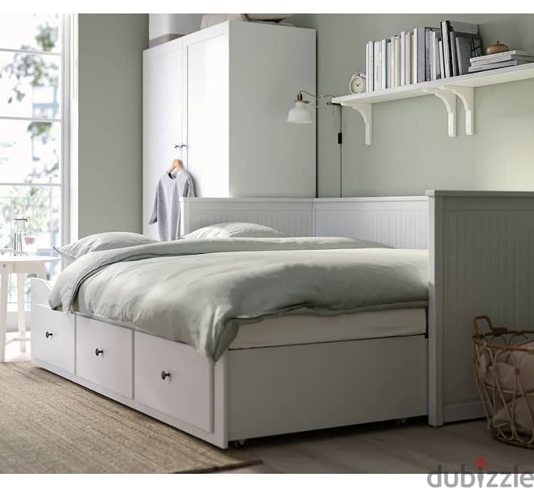 Day-bed frame with 3 drawers, white, 80x200 cm 4