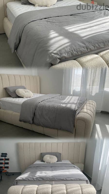 bed fabrics frame سرير قماشي مستخدم استخدام بسيط وبحالة ممتازة 2