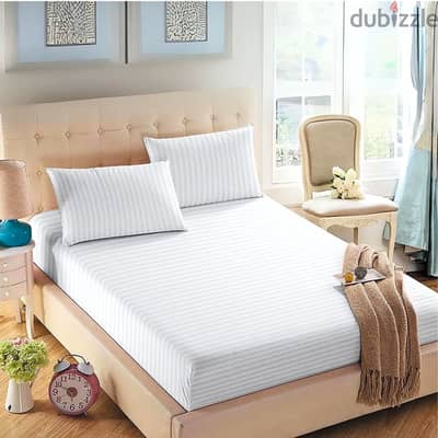 Hotel-Quality Twill Cotton Bedsheet – White – 3-Piece Set