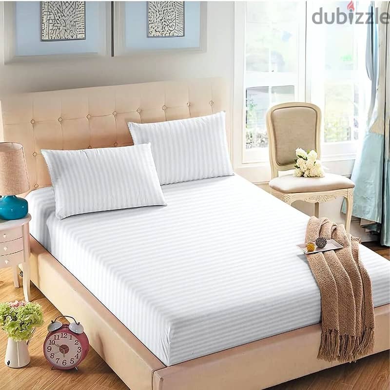 Hotel-Quality Twill Cotton Bedsheet – White – 3-Piece Set 0