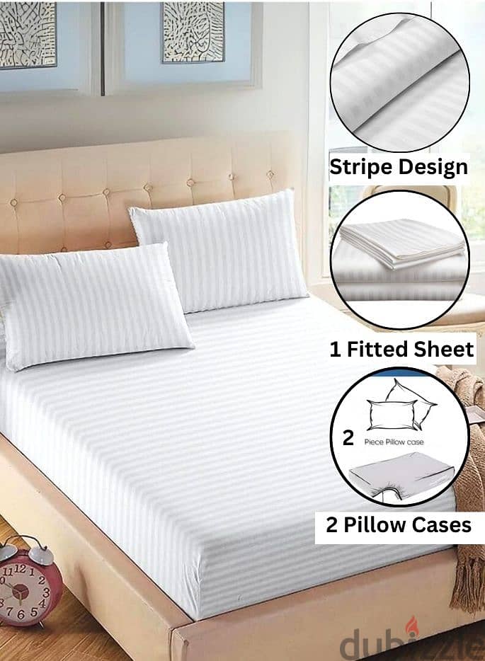 Hotel-Quality Twill Cotton Bedsheet – White – 3-Piece Set 1