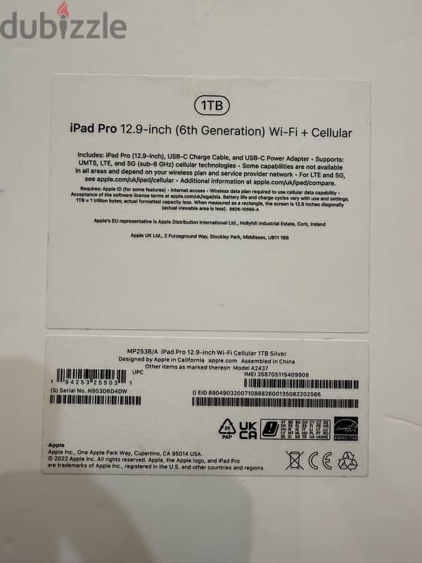 ipad pro 12.9 6 generation 1TB 5g with pencil 2 used 0