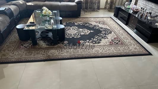 TV Cabinet, large carpet and center table