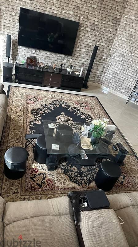 TV Cabinet, large carpet and center table 1