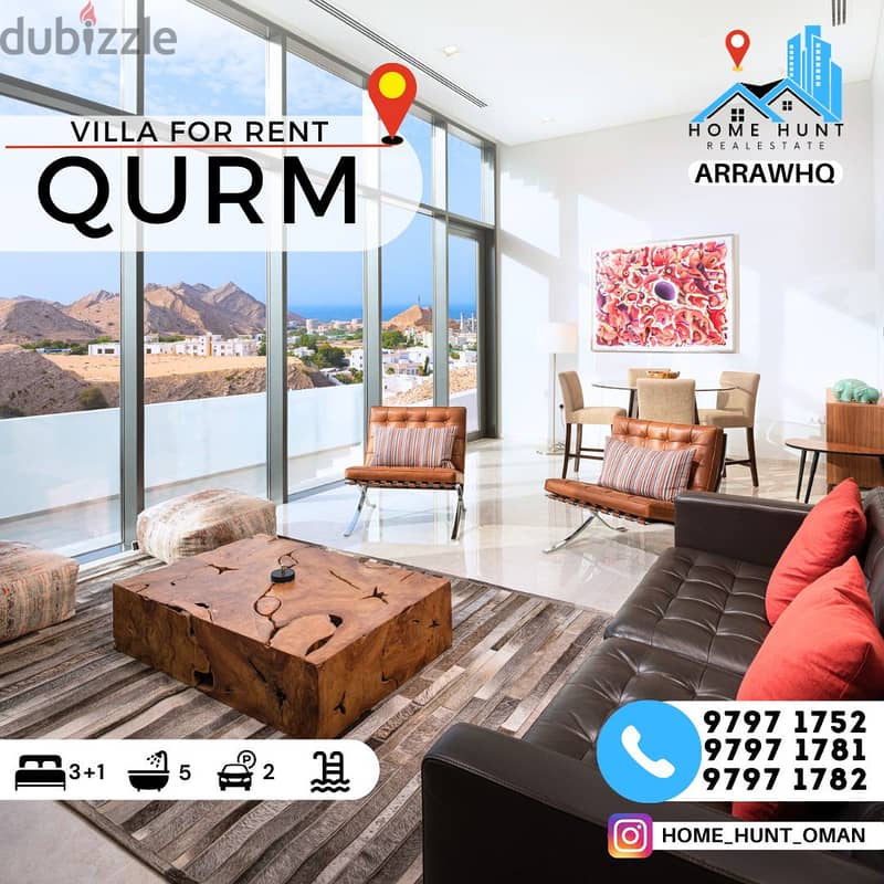 QURM | MODERN 3+1 BR VILLA WITH GREAT VIEWS (UN FURNISHED) 0