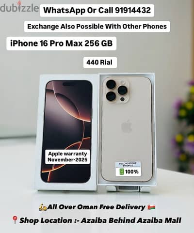 iPhone 16 Pro Max 256 GB Apple warranty November-2025