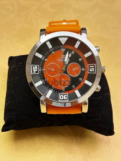 Fashion Orange Men Watch ساعة بربطة باللون البرتقالي