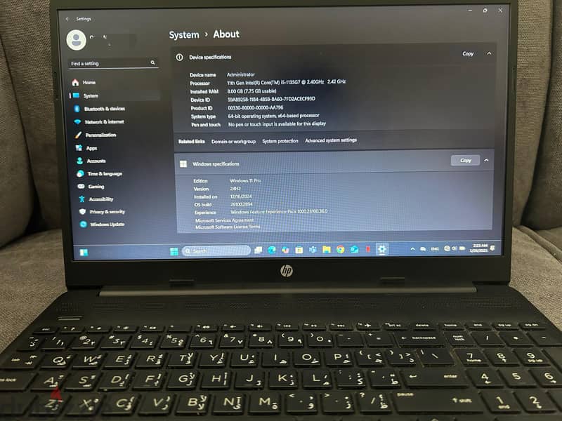 HP Laptop 15, Core i5, 11th generation, 15.6 HD screen, 8GB RAM 4