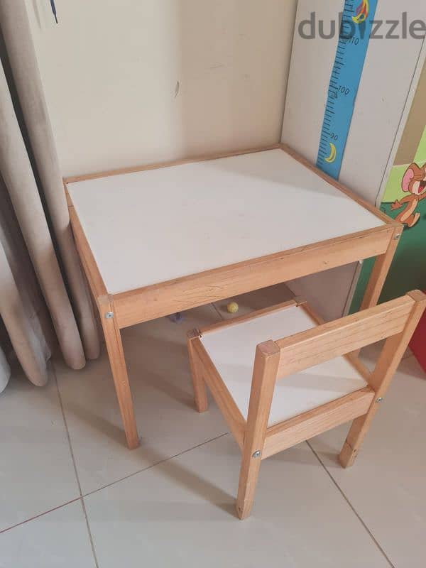 Kids cupboard and two door cupboard. table and chair 5