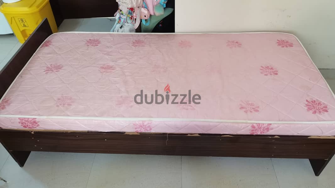 Used single wooden bed with medical mattress 2