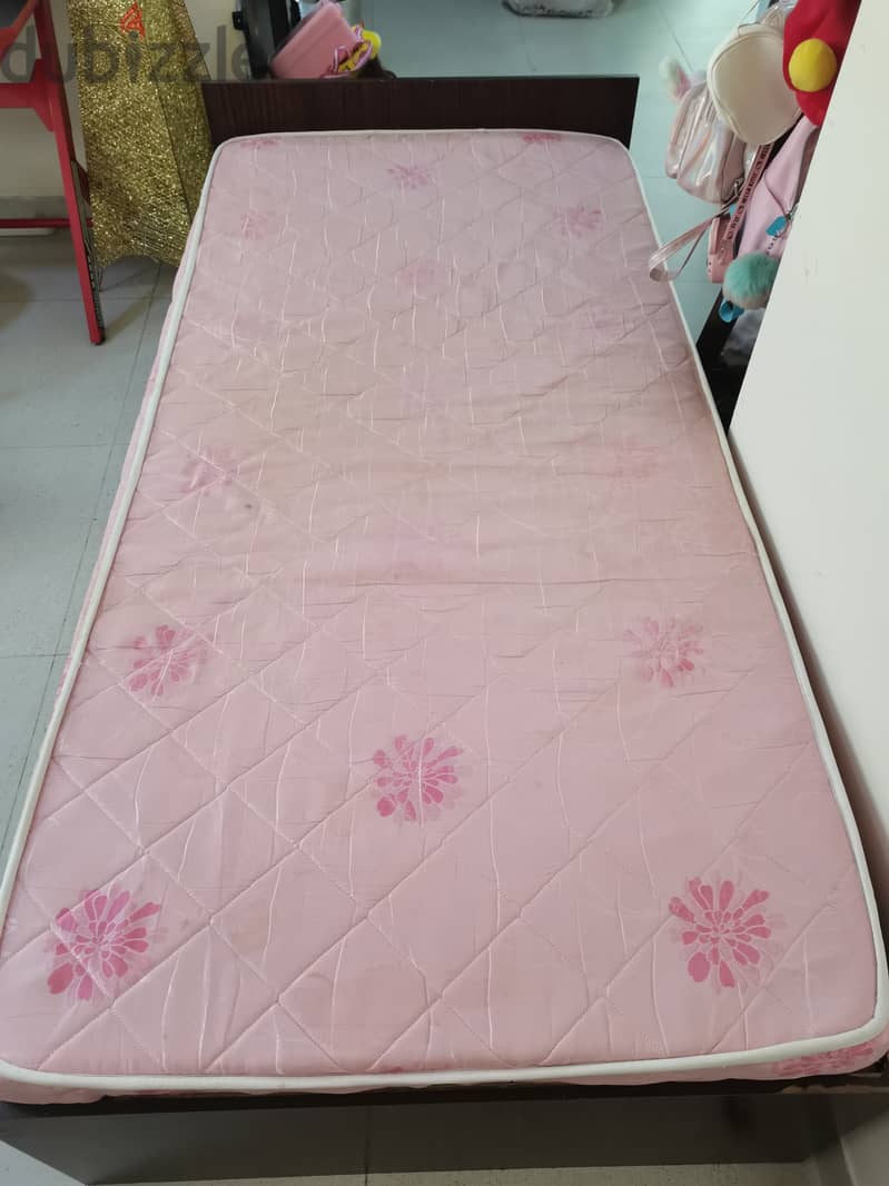 Used single wooden bed with medical mattress 3