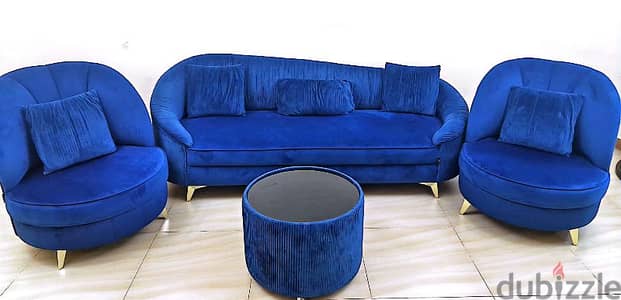 SOFA SET - BLUE WITH TEAPOY