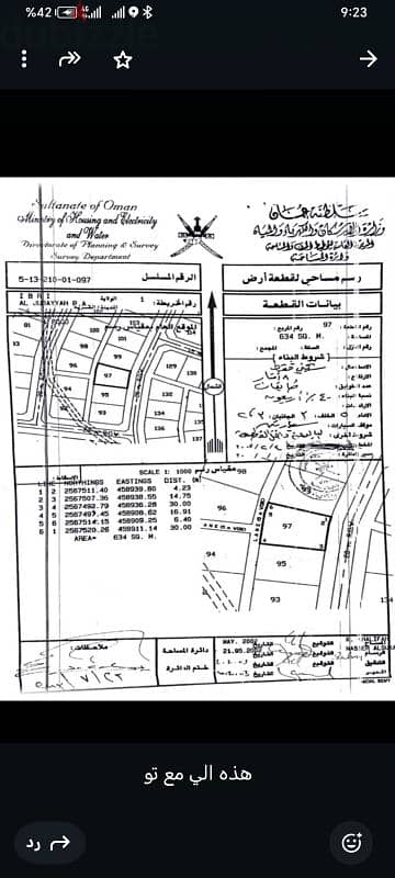 للبيع ارض في عبري منطقه الجبيه من المالك مباشره