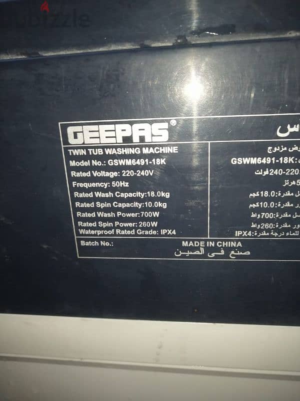 Geepas washing machine 18 kg 9