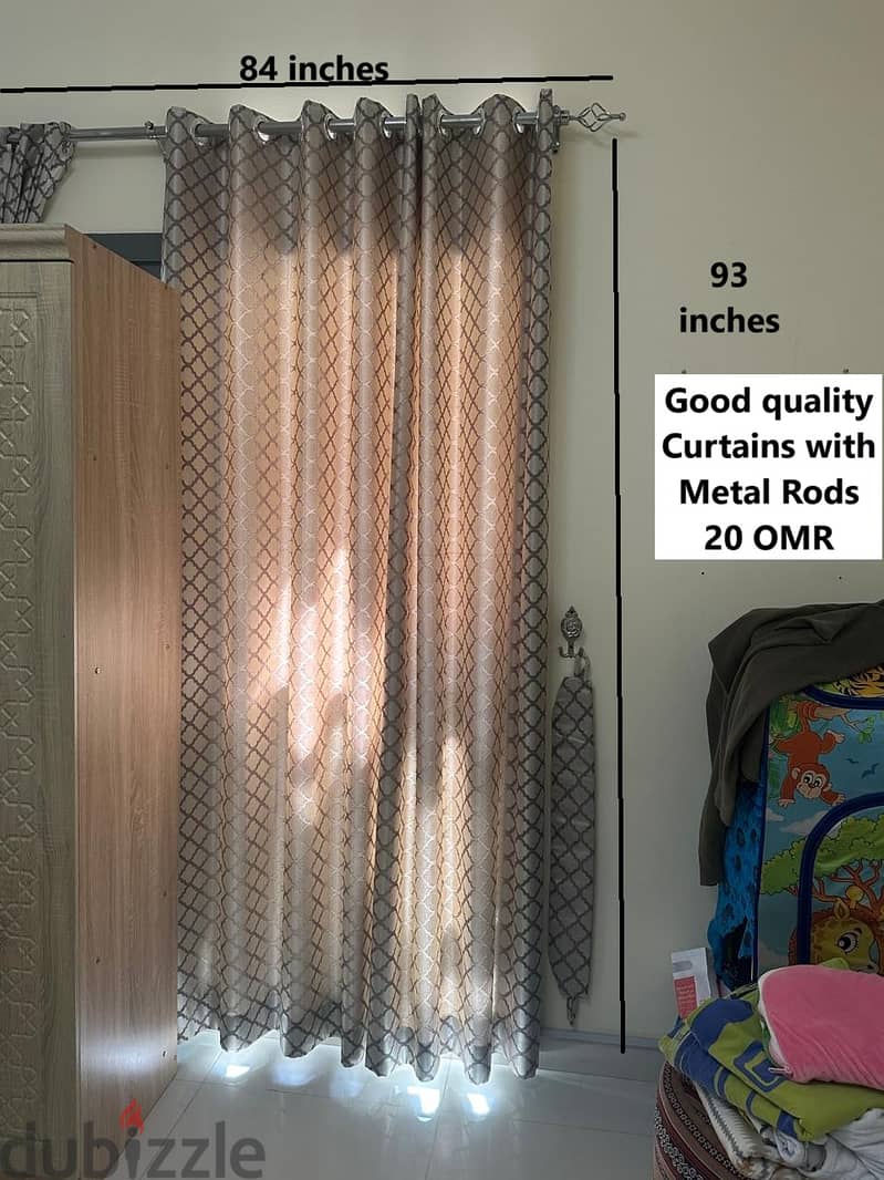 Recently stitched good quality and elegant curtains with metal rods 1