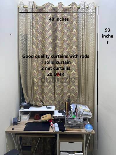 Recently stitched good quality and elegant curtains with metal rods