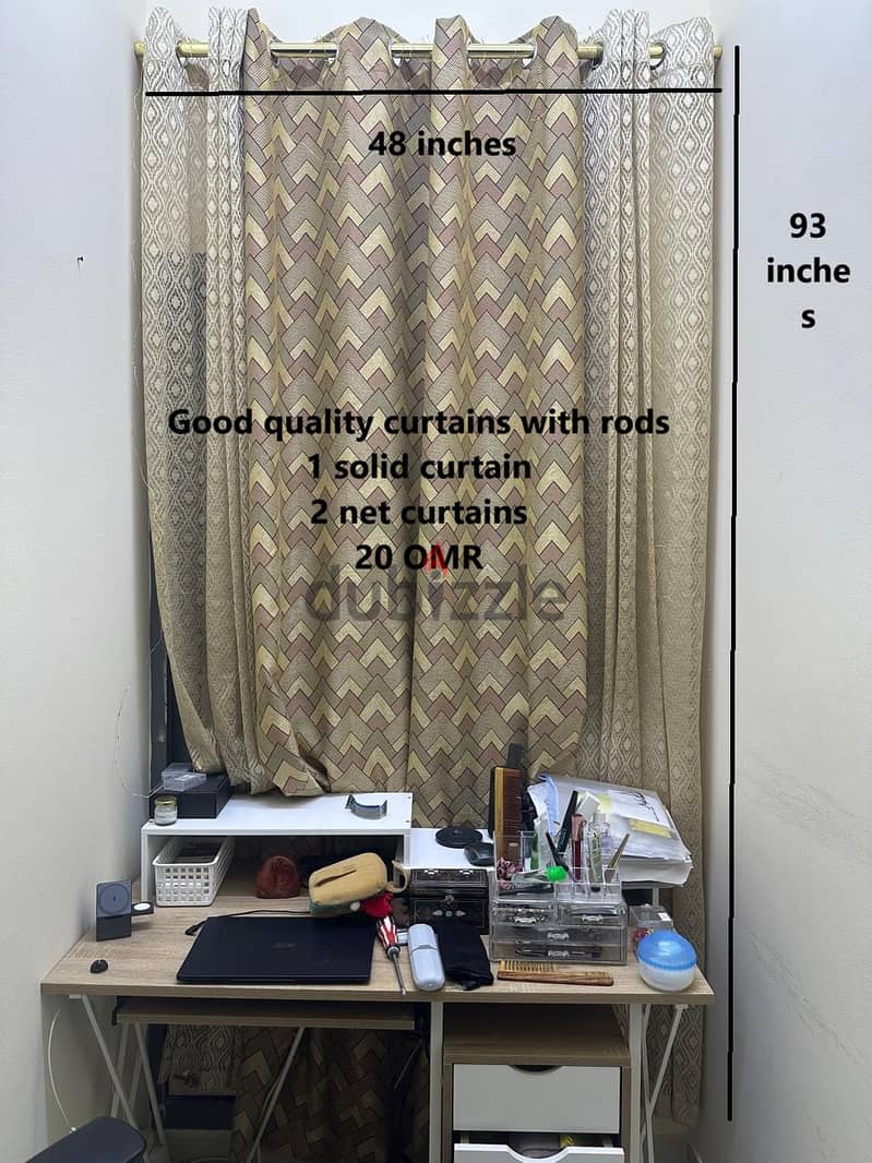 Recently stitched good quality and elegant curtains with metal rods 0