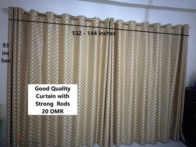 Recently stitched good quality and elegant curtains with metal rods