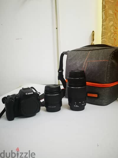 CANON EOS 250D 18-55/75-300 BLACK CAMERA + 2 x Lens + BAG -200 OMR