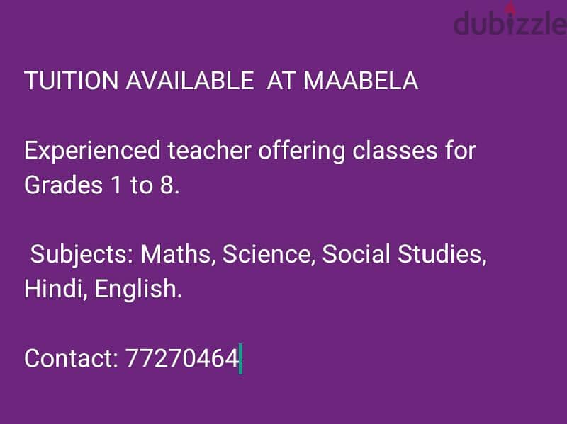 Tuition available at Maabela 0