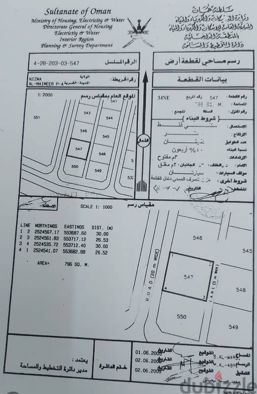 أرض سكنية للبيع في ولاية نزوى منطقة المعيمير 3 مساحة كبيرة 0