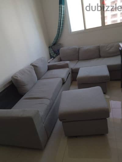 Two three seater sofa with two single cushion for sale